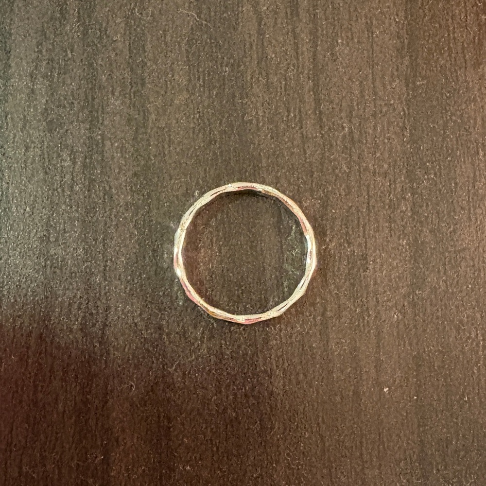 Silver stackable faceted ring - approx. Size 7.5 - very gently used - Picture 2 of 3